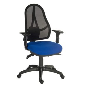 Bingley Home Office Chair In Blue Fabric With Mesh Back