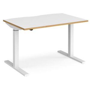 Elev 1200mm Electric Height Adjustable Desk In White And Oak