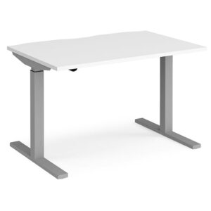 Elev 1200mm Electric Height Adjustable Desk In White And Silver