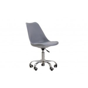 Oran Swivel Faux Leather Home And Office Chair In Grey
