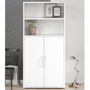 Prax 2 Doors 4 Shelves Office Storage Cabinet In White