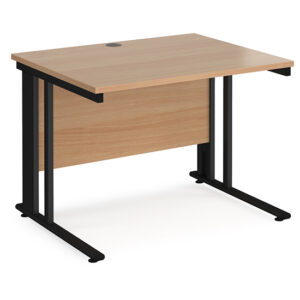 Melor 1000mm Cable Managed Computer Desk In Beech And Black