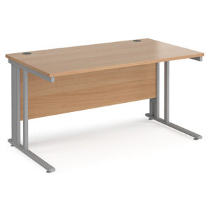 Melor 1400mm Cable Managed Computer Desk In Beech And Silver