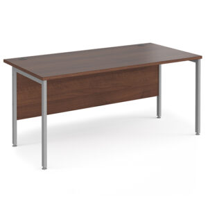Melor 1600mm H-Frame Computer Desk In Walnut And Silver