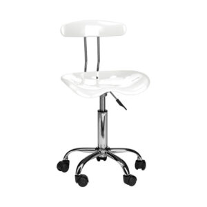 Hanoi Office Chair In White ABS With Chrome Base And 5 Wheels