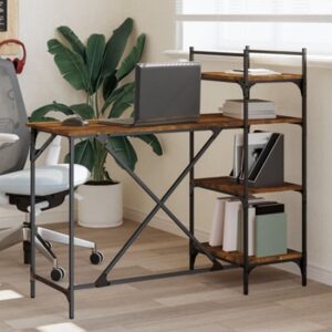 Chiltern Wooden Laptop Desk With 4 Shelves In Smoked Oak
