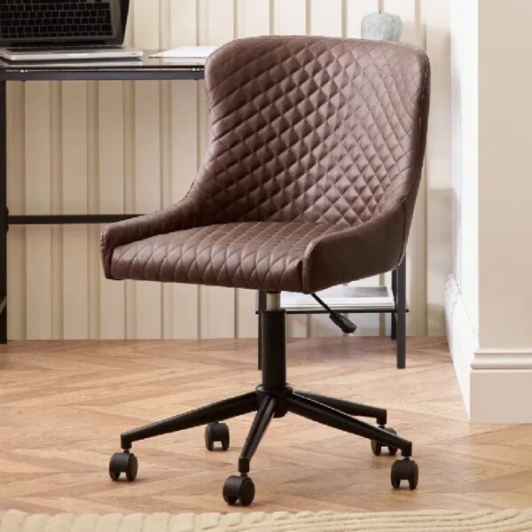 Lakia Faux Leather Home And Office Chair In Brown