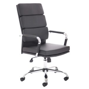 Abingdon Leather Office Chair With Chrome Arms In Black
