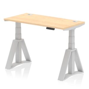 Troy 120cm Wooden Adjustable Laptop Desk With Silver Foot In Maple