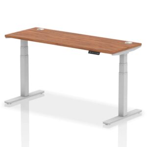 Troy 160cm Wooden Adjustable Laptop Desk With Silver Legs In Walnut