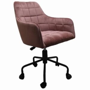 Vernal Velvet Swivel Home And Office Chair In Blush