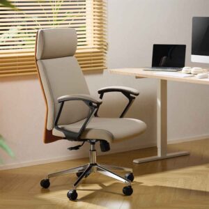 Alpine Faux Leather High-Backed Home And Office Chair – Cream